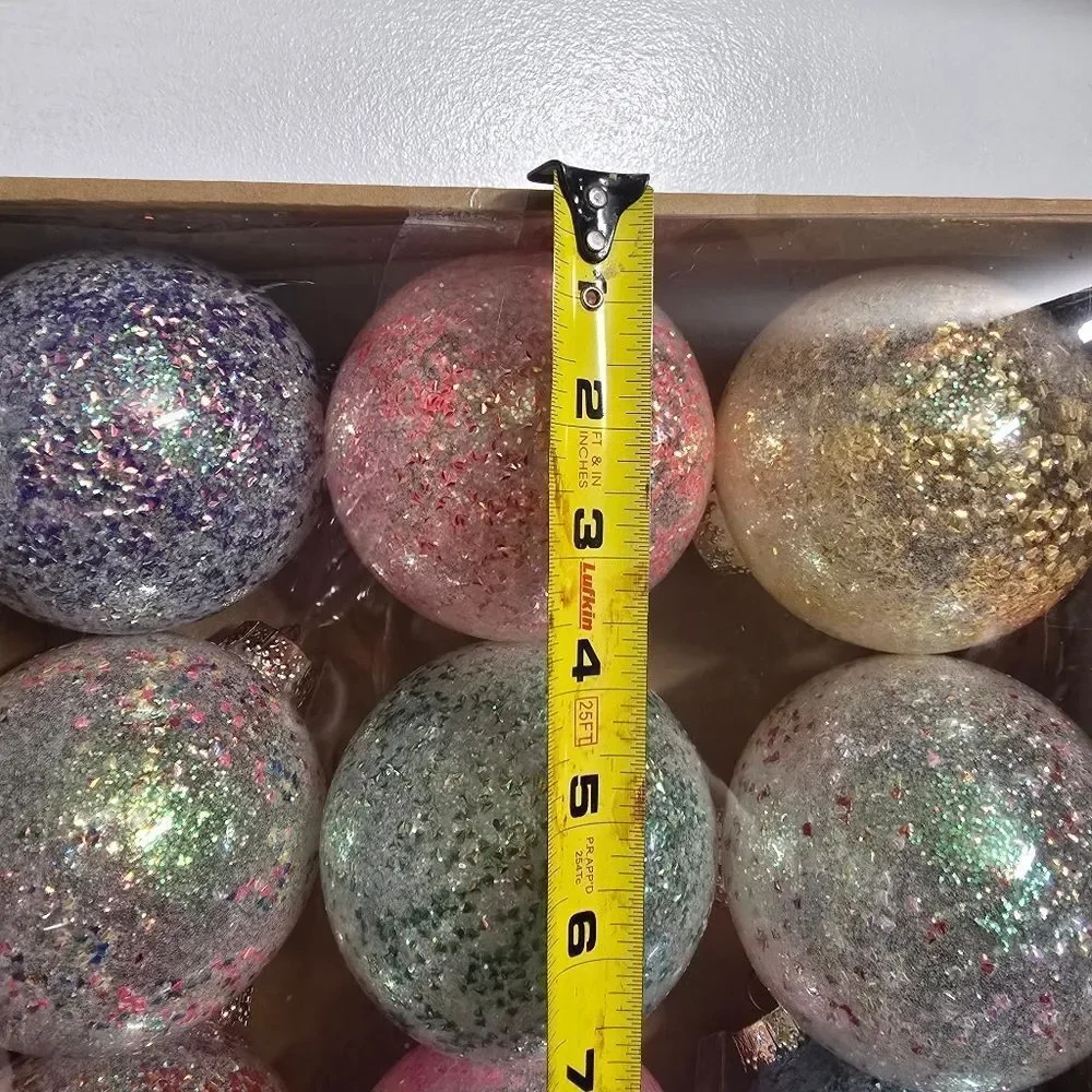 NEW 9ct 100mm Christmas Glitter Finish Ornament Set Multicolor Wondershop